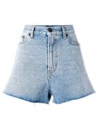 Saint Laurent Spotted Back Denim Shorts - Blue