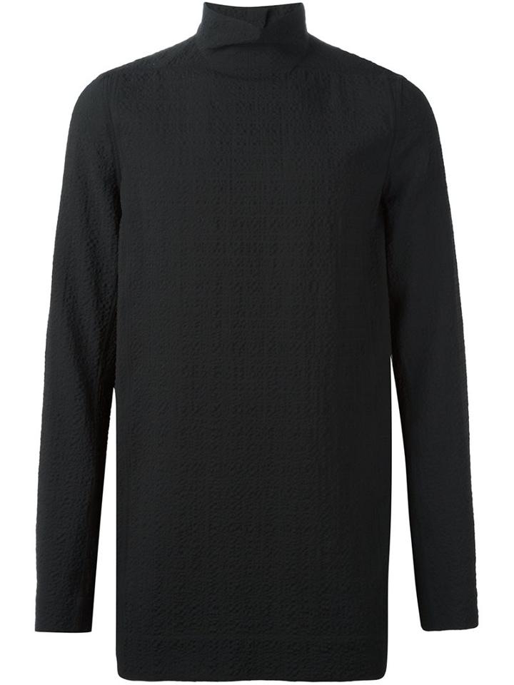 Rick Owens Seersucker Tunic, Men's, Size: Small, Black, Polyester/spandex/elastane/wool