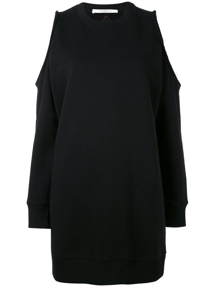 Givenchy - Off-shoulder Sweatshirt Dress - Women - Polyester/cotton - M, Black, Polyester/cotton