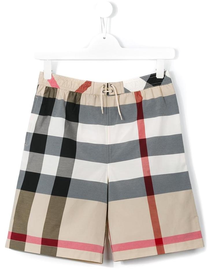 Burberry Kids New Classic Check Swim Shorts, Boy's, Size: 14 Yrs, Black