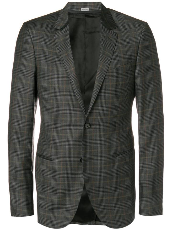 Lanvin Fitted Checked Print Jacket - Grey