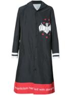 Undercover Bat Print Hooded Coat, Men's, Size: 4, Black, Polyester