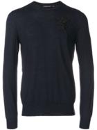 Alexander Mcqueen Satin Embroidered Jumper - Blue