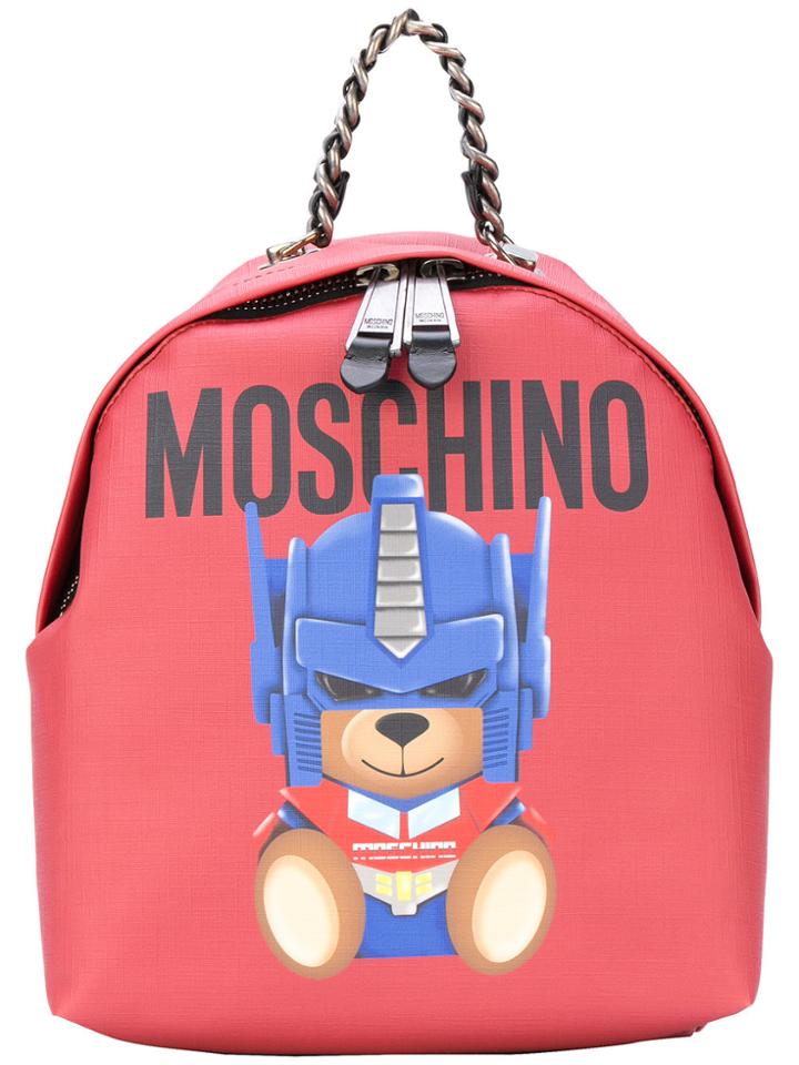 Moschino Transformer Teddy Backpack - Red