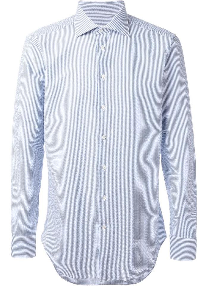 Etro Striped Shirt, Men's, Size: 44, Blue, Cotton