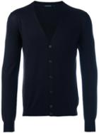 Tagliatore 'murray' V Neck Cardigan, Men's, Size: 50, Blue, Virgin Wool