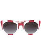 Dolce & Gabbana - Striped Sunglasses - Women - Acetate - One Size, Red, Acetate