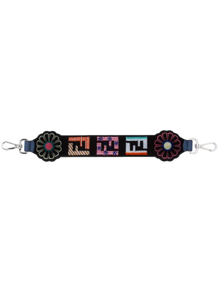 Fendi Mini Strap You Daisy Logo Bag Strap - Black
