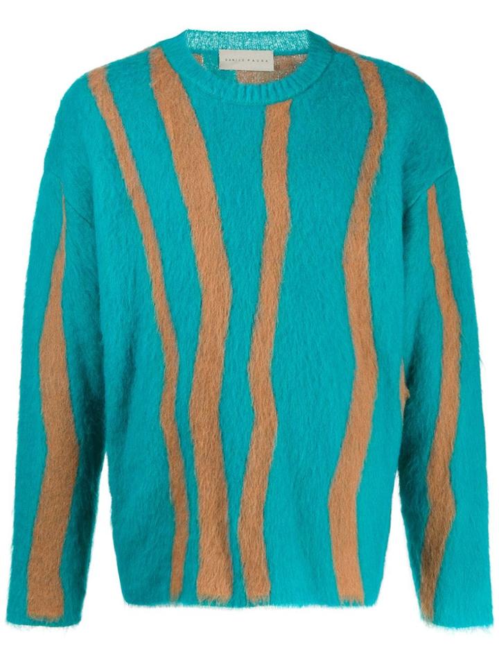 Paura Striped Long-sleeve Jumper - Blue