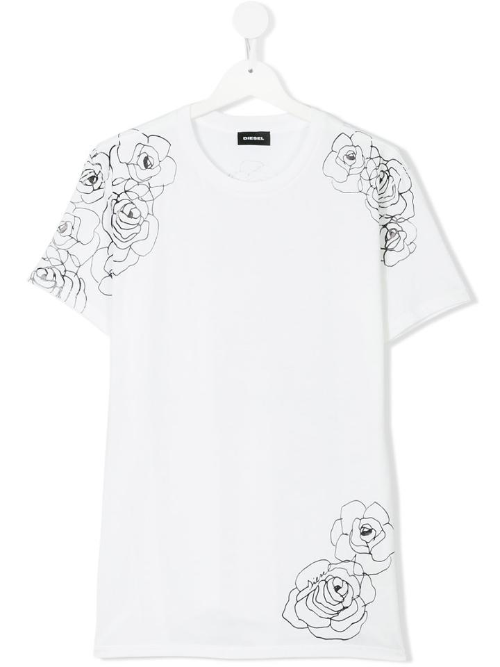 Diesel Kids - Printed T-shirt - Kids - Cotton - 16 Yrs, White