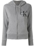 Calvin Klein Jeans - Logo Zip Hoodie - Women - Cotton - Xs, Grey, Cotton