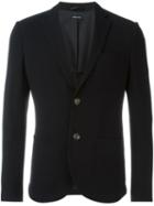 Giorgio Armani Two Button Blazer, Men's, Size: 48, Black, Polyester/spandex/elastane/viscose/virgin Wool