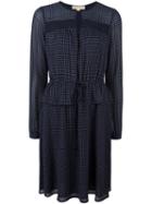 Michael Michael Kors Small Pattern Longsleeved Dress, Women's, Size: 6, Blue, Polyester