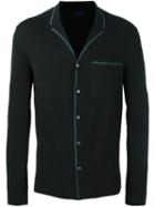 Lanvin Shirt Style Cardigan, Men's, Size: Medium, Black, Silk/wool