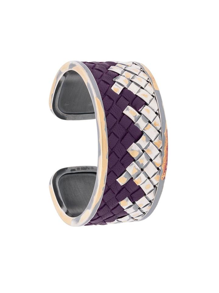 Bottega Veneta Woven Cuff Bracelet - Pink & Purple