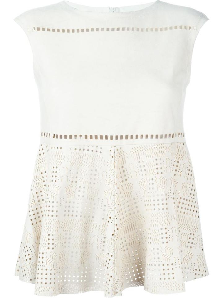 Drome Perforated Flared Top, Women's, Size: Xs, White, Leather