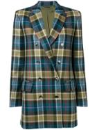 Alberta Ferretti Tartan Double-breasted Blazer - Blue