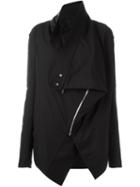 Rick Owens Oversized Collar Zip Jacket, Women's, Size: 40, Black, Silk/polyester/cupro/virgin Wool