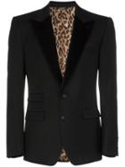 Dolce & Gabbana Leopard Print Lined Blazer - Black