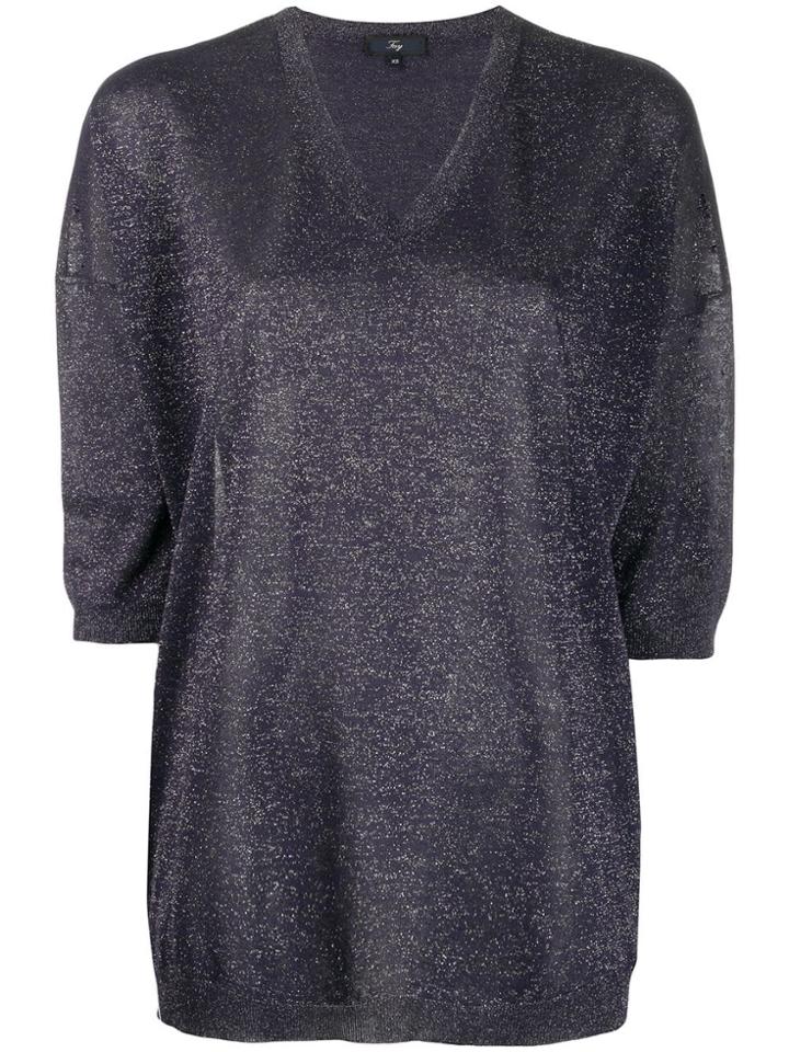 Fay Lurex Knit Sweater - Blue