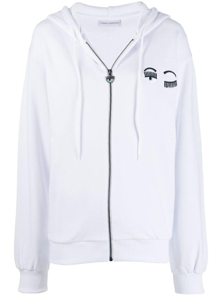 Chiara Ferragni Winking Eye Appliqué Hoodie - White