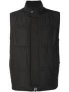 Corneliani Pocketed Zip Up Vest, Men's, Size: 50, Black, Nylon/polyester