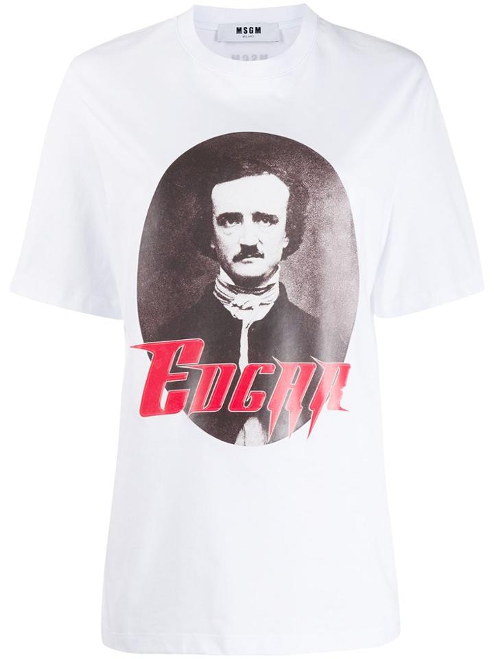 Msgm Edgar Allen Poe-print T-shirt - White
