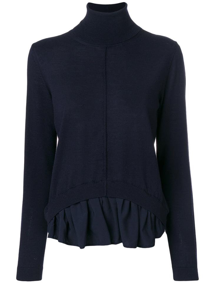 Semicouture Frill Hem Knitted Top - Blue