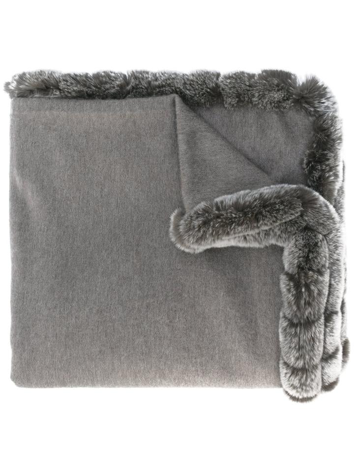 N.peal Woven Long Shawl, Women's, Brown, Rabbit Fur/cashmere