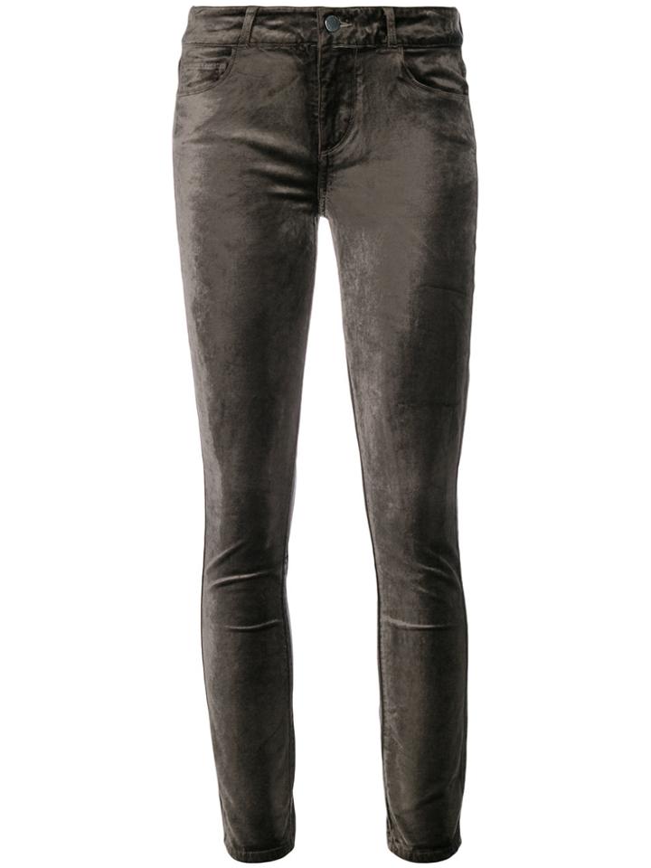 Paige Skinny Velvet Trousers - Green