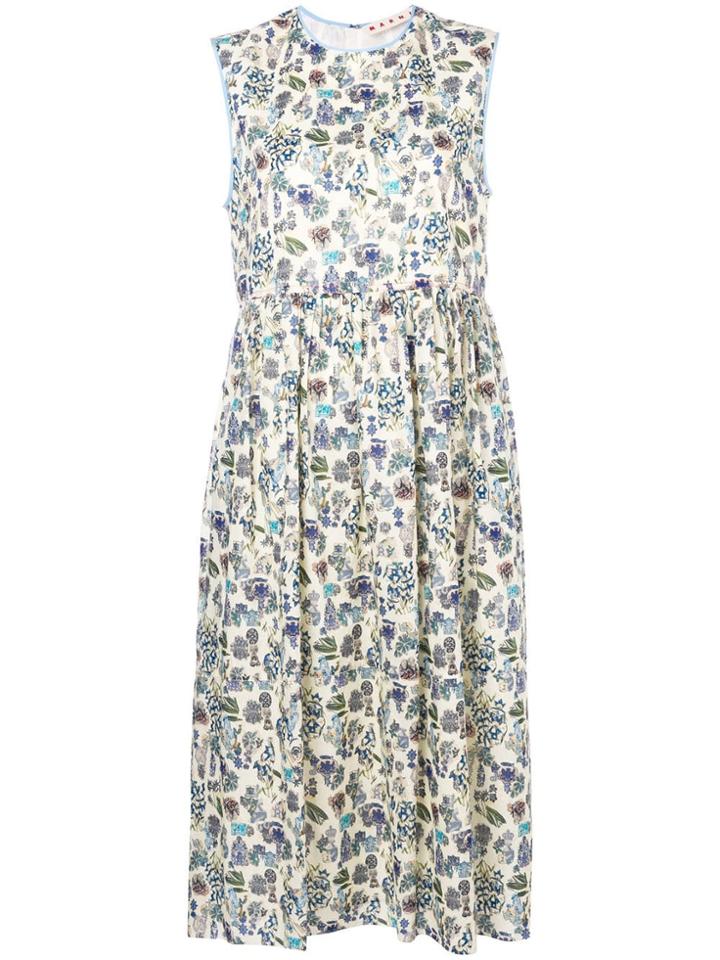 Marni Printed Smock Dress - White