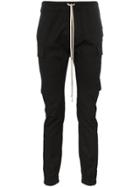 Rick Owens Drawstring Flap Pocket Cotton Blend Cargo Trousers - Black