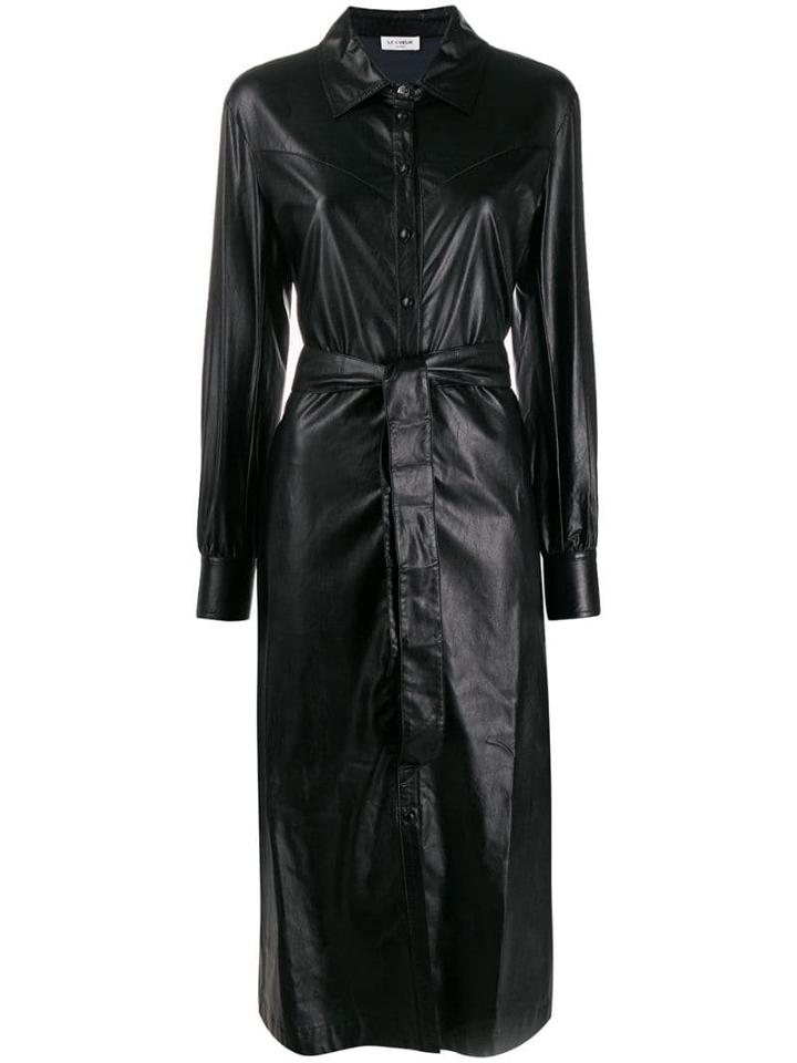 Twin-set Leather-style Shirt Dress - Black