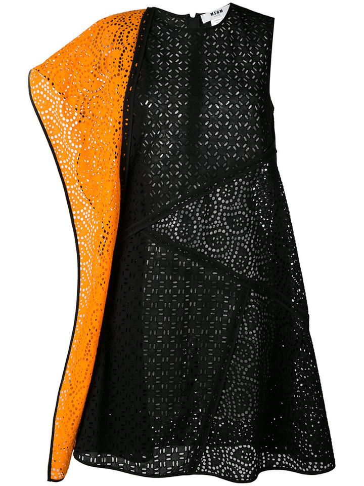 Msgm - Broderie Anglaise Contrast Dress - Women - Cotton/polyester - 42, Black, Cotton/polyester