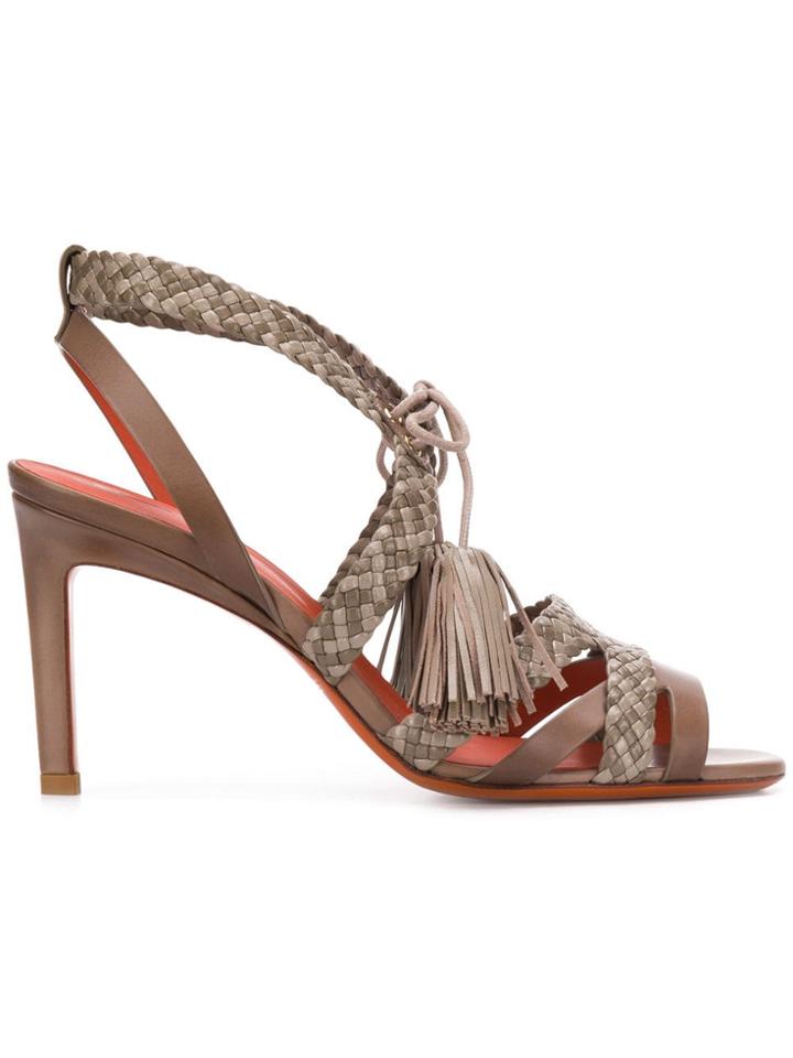 Santoni Woven High-heeled Sandals - Neutrals