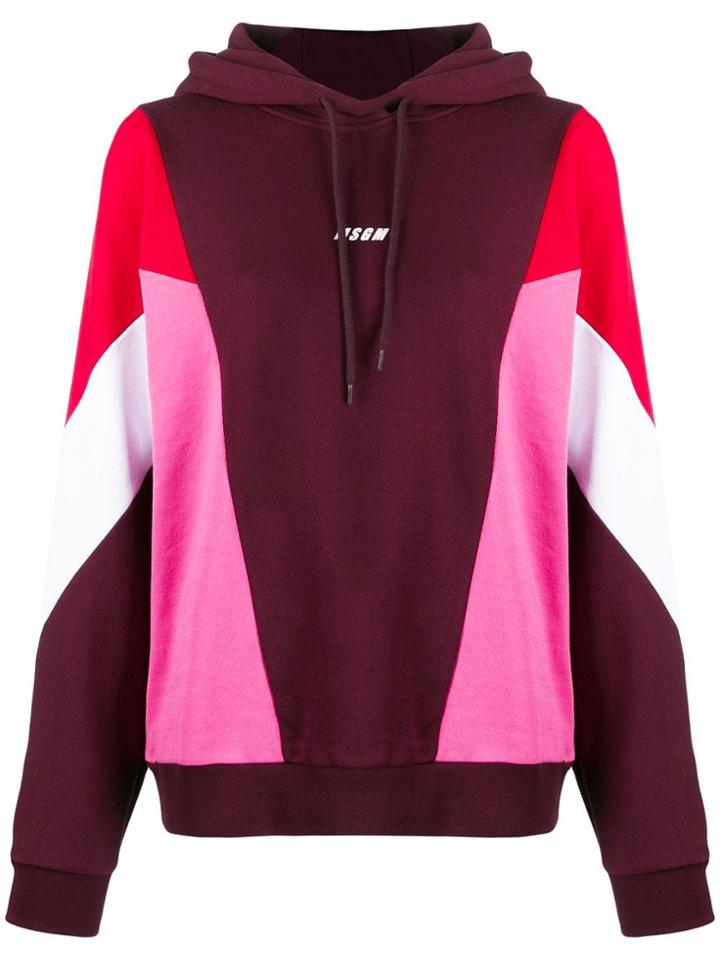 Msgm Colour-block Hoodie - Red