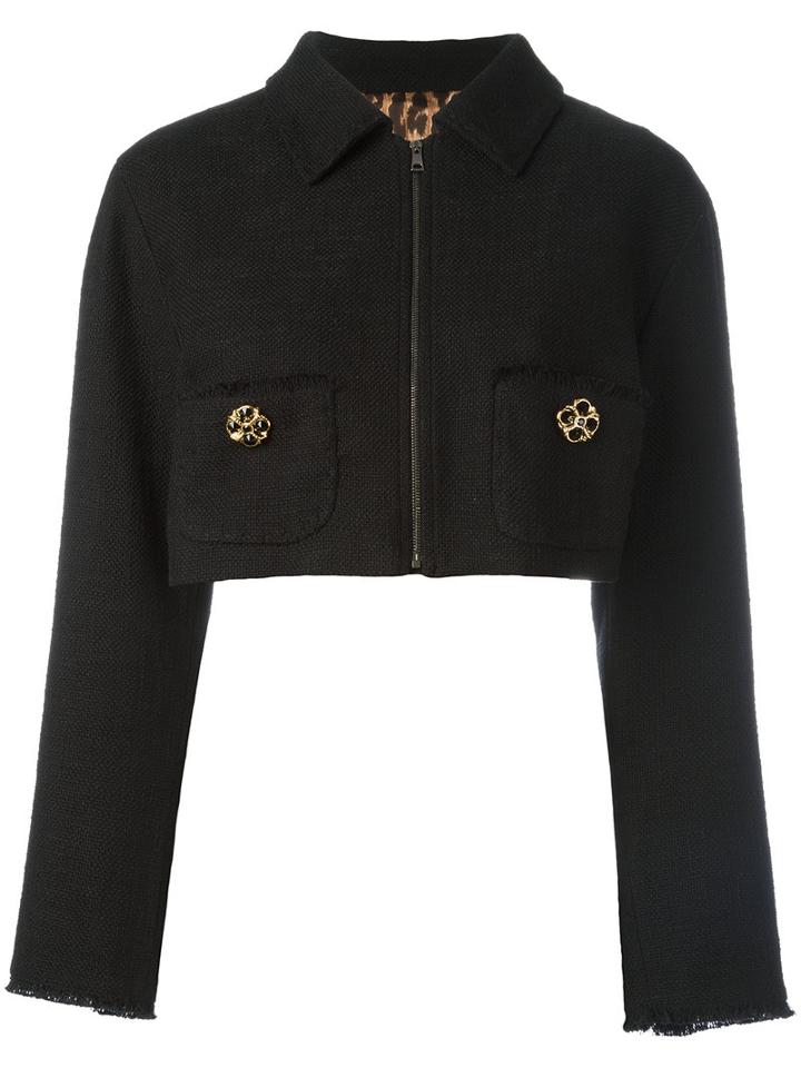 Dolce & Gabbana Cropped Jacket, Women's, Size: 40, Black, Cotton/polyamide/spandex/elastane/spandex/elastane