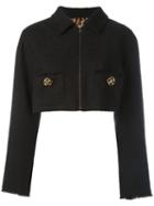 Dolce & Gabbana Cropped Jacket, Women's, Size: 40, Black, Cotton/polyamide/spandex/elastane/spandex/elastane
