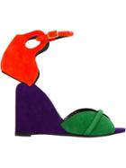 Pierre Hardy Color Block Wedge Sandals - Pink & Purple