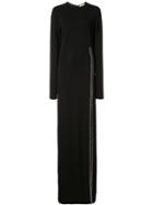Saint Laurent Long Crystal Edged Split Dress - Black