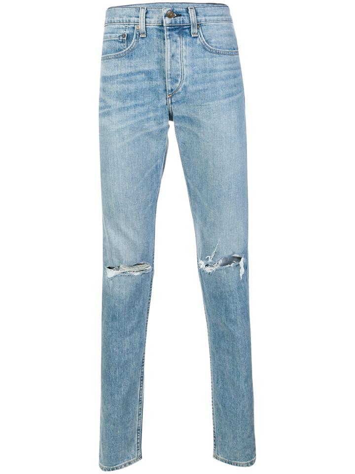 Rag & Bone Faded Distressed Jeans - Blue
