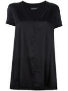 Twin-set V-neck T-shirt, Women's, Size: Small, Black, Silk/spandex/elastane/viscose