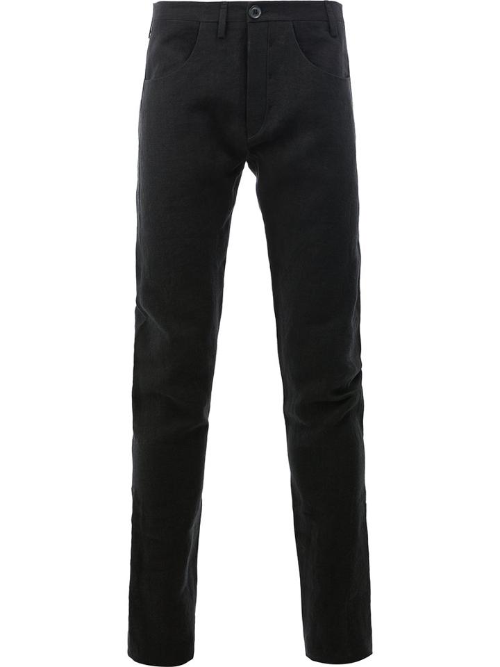 Label Under Construction Straight Trousers, Men's, Size: 46, Black, Cotton/linen/flax