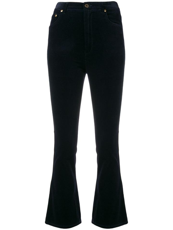 Miu Miu Flared Cropped Corduroy Trousers - Blue