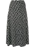 Alexa Chung Floral Midi Skirt - Black