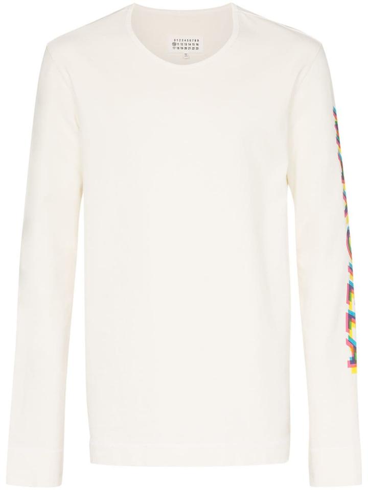 Maison Margiela Long Sleeve Logo T-shirt - Neutrals