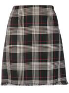 Pinko Frayed Plaid Skirt - Black