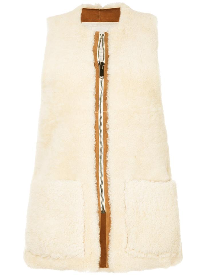Toogood Zipped Shearling Gilet - White