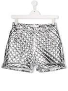 Balmain Kids Teen Quilted Button Front Shorts - Silver