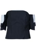 Monse Bardot Pinstriped Shirt Bustier - Blue